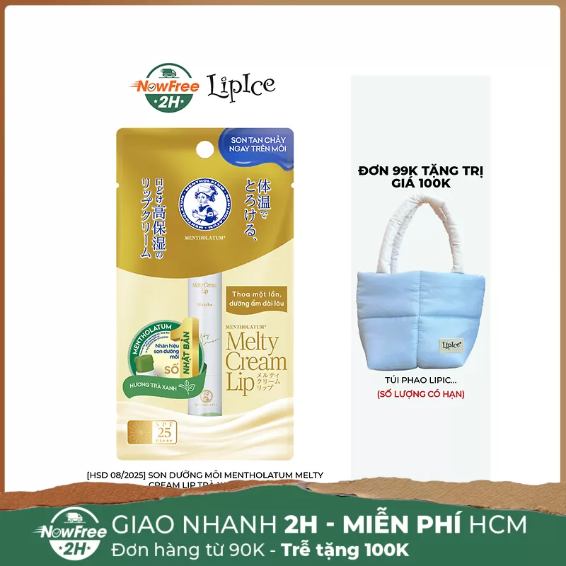 [HSD 08/2025] Son Dưỡng Môi Mentholatum Melty Cream Lip Trà Xanh 2.4g