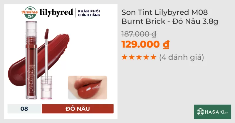 Son Tint Lilybyred M08 Burnt Brick - Đỏ Nâu 3.8g