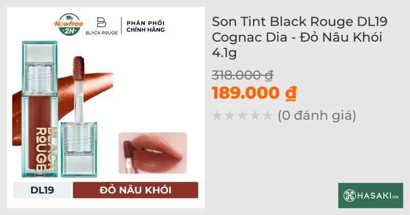 Son Tint Black Rouge DL19 Cognac Dia - Đỏ Nâu Khói 4.1g