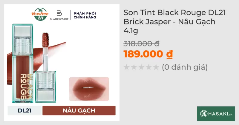 Son Tint Black Rouge DL21 Brick Jasper - Nâu Gạch 4.1g