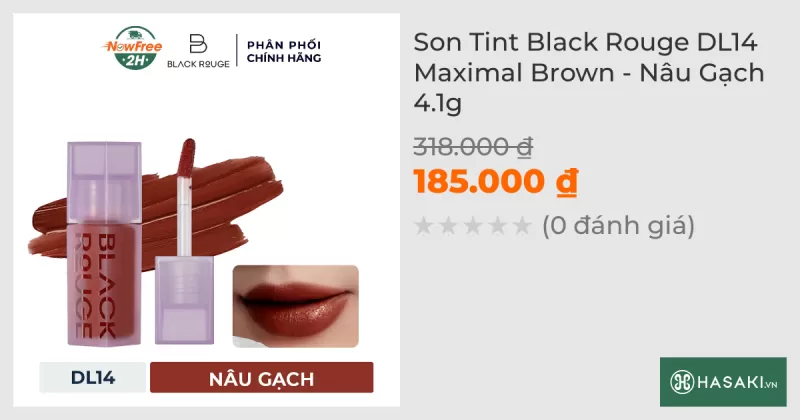 Son Tint Black Rouge DL14 Maximal Brown - Nâu Gạch 4.1g