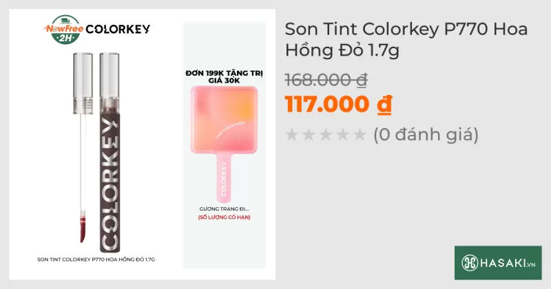 Son Tint Colorkey Gương Bóng P770 Đỏ Hồng 1.7g