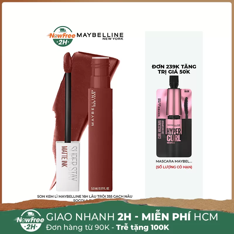 Son Kem Lì Maybelline 16h Lâu Trôi 355 Gạch Nâu Socola 5ml