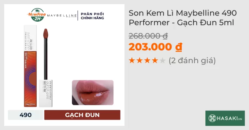 Son Kem Lì Maybelline 490 Performer - Gạch Đun 5ml