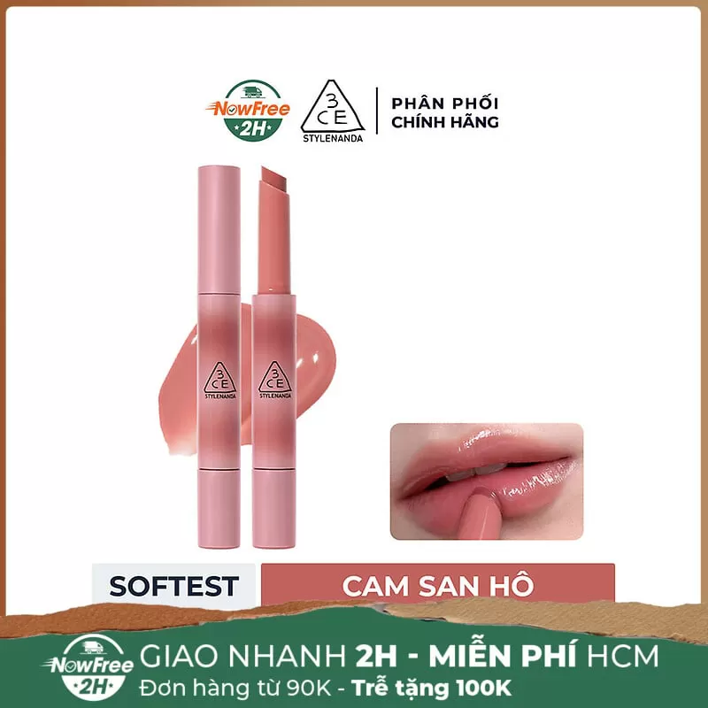 Son Thỏi 3CE Căng Bóng Softest - Cam San Hô 1.7g