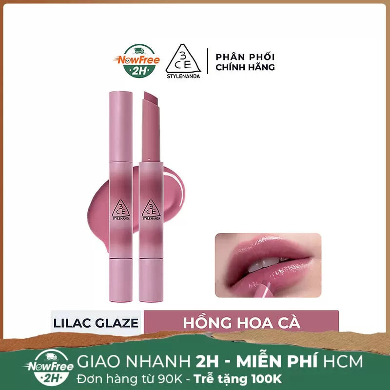 Son Thỏi 3CE Căng Bóng Lilac Glaze - Hồng Hoa Cà 1.7g