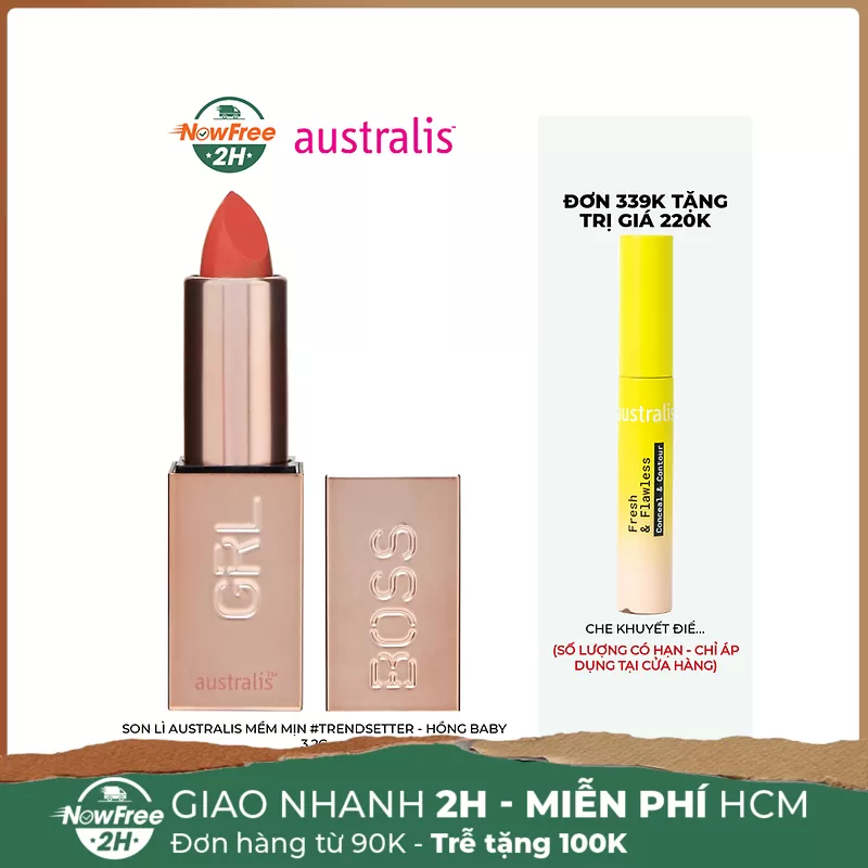 Son Lì Australis Mềm Mịn #Trendsetter - Hồng Baby 3.2g