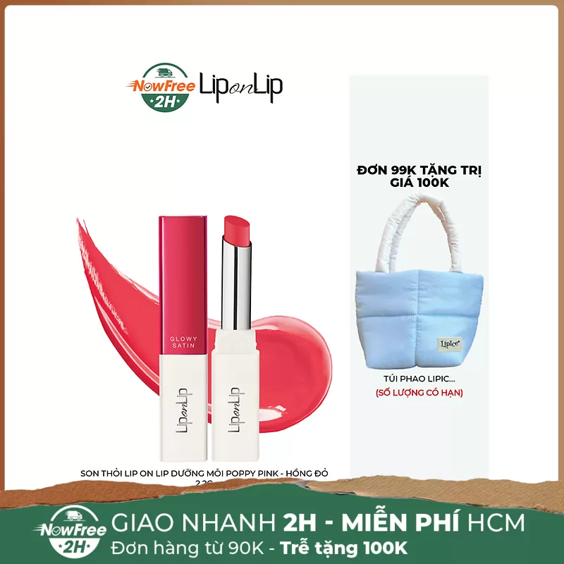 Son Thỏi Lip On Lip Dưỡng Môi Poppy Pink - Hồng Đỏ 2.2g