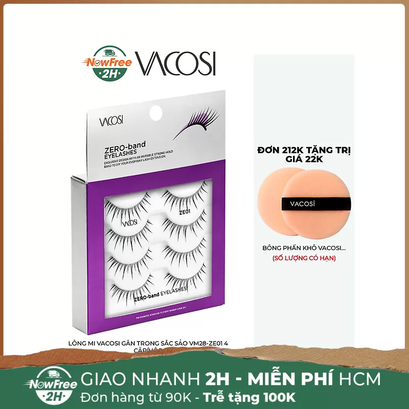 Lông Mi Vacosi Gân Trong Sắc Sảo VM28-ZE01 4 Cặp/Hộp