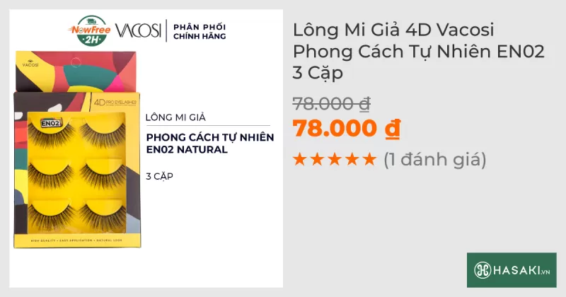 Lông Mi Giả 4D Vacosi Phong Cách Tự Nhiên EN02 3 Cặp