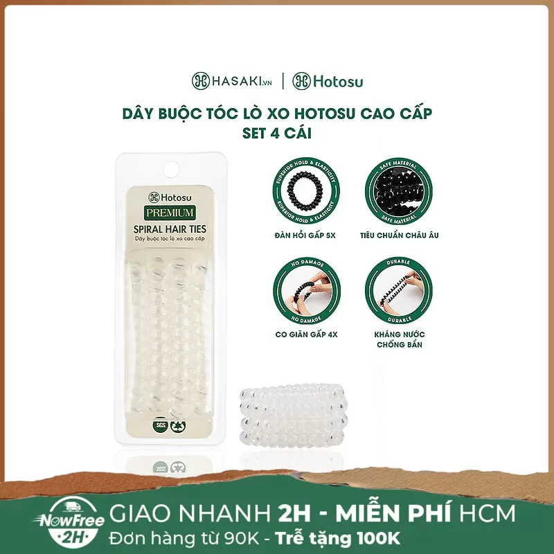 Dây Buộc Tóc Hotosu Lò Xo Cao Cấp Màu Trong Suốt (4 Cái)