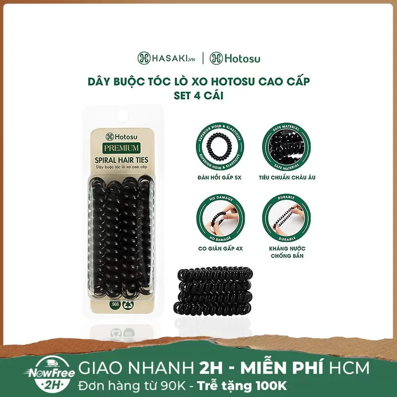 Dây Buộc Tóc Hotosu Lò Xo Cao Cấp Màu Đen (4 Cái)