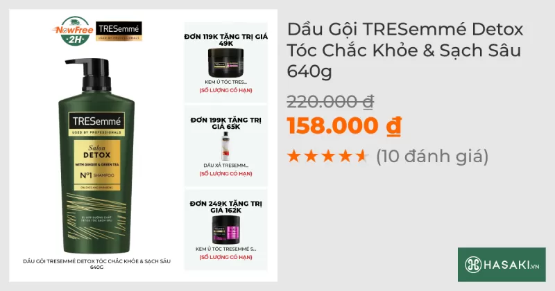 Dầu Gội TRESemmé Detox Tóc Chắc Khỏe & Sạch Sâu 640g