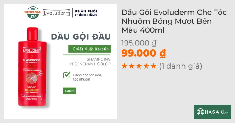 Dầu Gội Evoluderm Cho Tóc Nhuộm Bóng Mượt Bền Màu 400ml