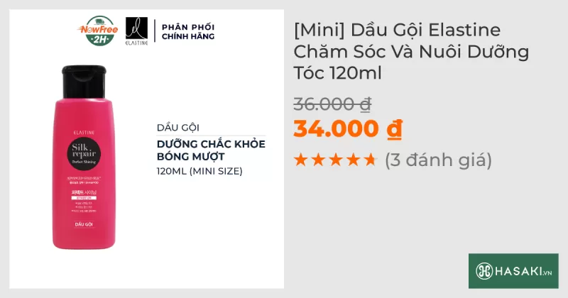 [Mini] Dầu Gội Elastine Chăm Sóc Và Nuôi Dưỡng Tóc 120ml