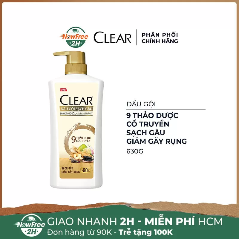 Dầu Gội Clear 9 Thảo Dược Cổ Truyền Sạch Gàu Giảm Rụng 630g