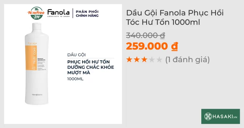 Dầu Gội Fanola Phục Hồi Tóc Hư Tổn 1000ml