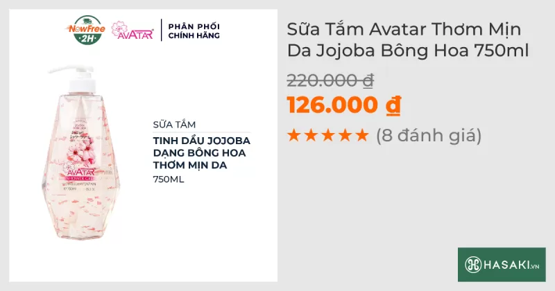 Sữa Tắm Avatar Thơm Mịn Da Jojoba Bông Hoa 750ml