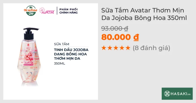 Sữa Tắm Avatar Thơm Mịn Da Jojoba Bông Hoa 350ml