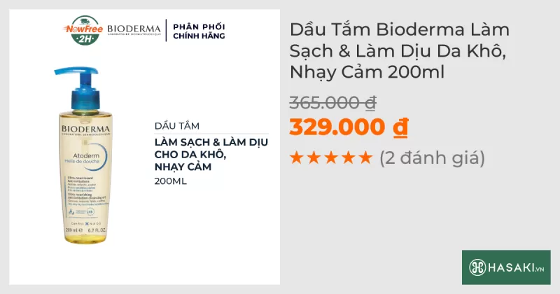 Dầu Tắm Bioderma Làm Sạch & Làm Dịu Da Khô, Nhạy Cảm 200ml