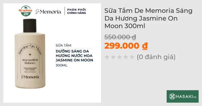 Sữa Tắm D​e M​emoria Sáng Da Hương Jasmine On Moon 300ml