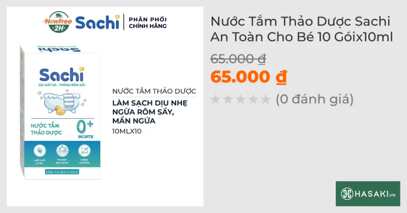 Nước Tắm Thảo Dược Sachi An Toàn Cho Bé 10 Góix10ml