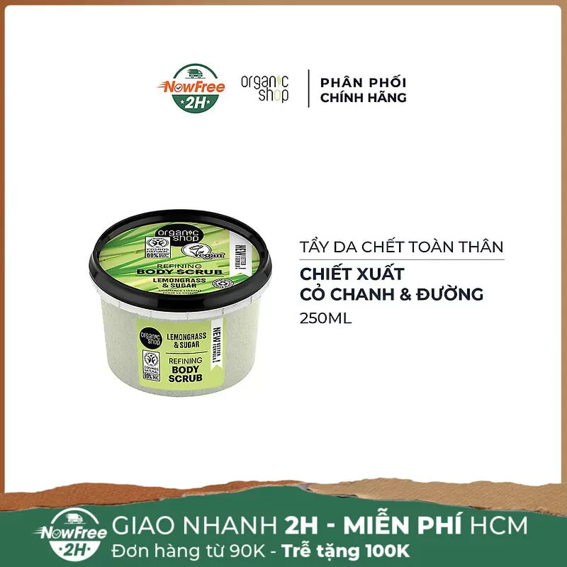 Tẩy Da Chết Toàn Thân Organic Shop Từ Cỏ Chanh, Đường 250ml