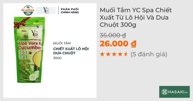 Muối Tắm YC Spa Chiết Xuất Từ Lô Hội Và Dưa Chuột 300g