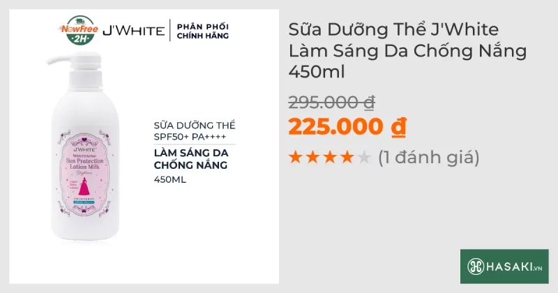 Sữa Dưỡng Thể J'White Làm Sáng Da Chống Nắng 450ml