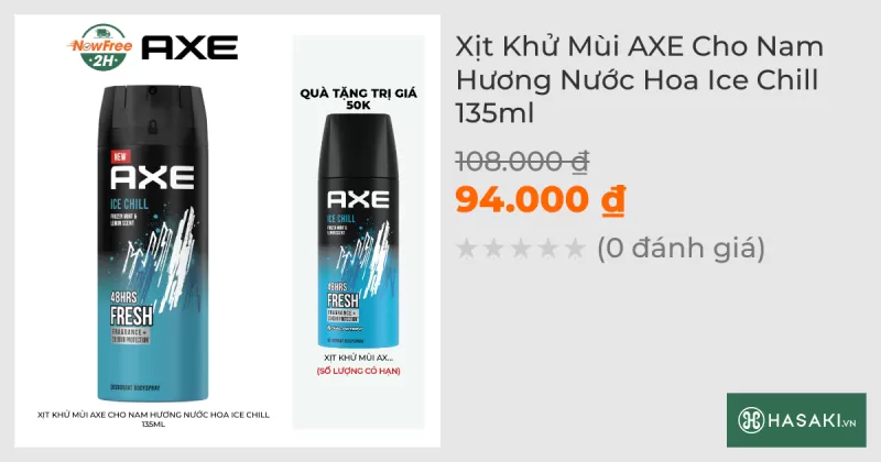 Xịt Khử Mùi AXE Cho Nam Hương Nước Hoa Ice Chill 135ml