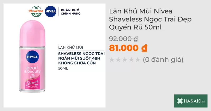 Lăn Khử Mùi Nivea Shaveless Ngọc Trai Đẹp Quyến Rũ 50ml