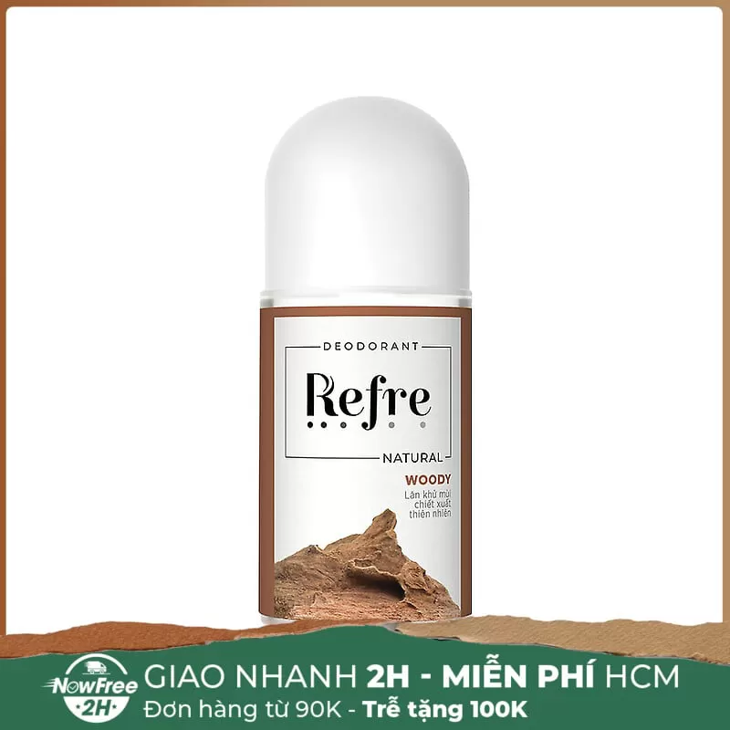 [HSD 08/2025] Lăn Khử Mùi Refre Natural Chiết Xuất Hương Gỗ 40ml