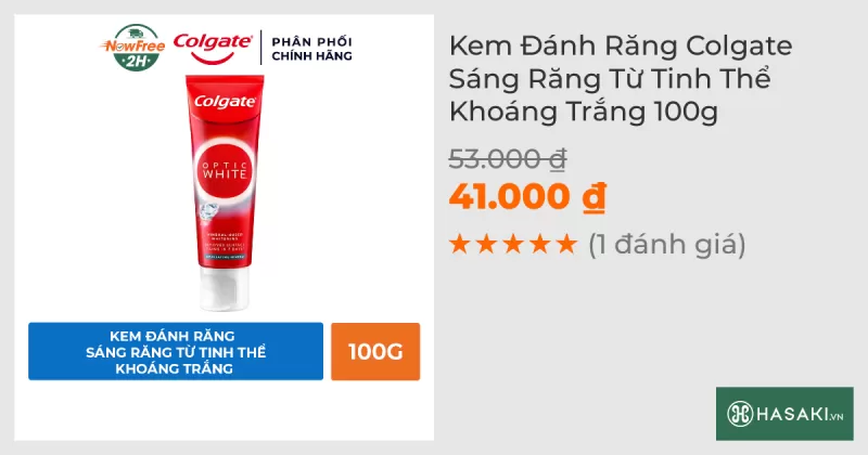 Kem Đánh Răng Colgate Sáng Răng Từ Tinh Thể Khoáng Trắng 100g