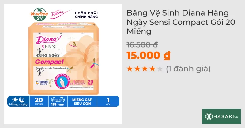 Băng Vệ Sinh Diana Hàng Ngày Compact 20 Miếng/Gói