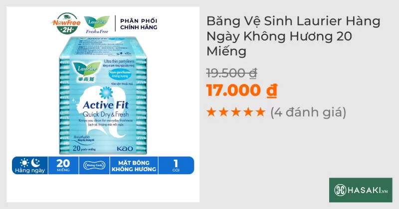 Băng Vệ Sinh Laurier Hàng Ngày Không Hương 20 Miếng