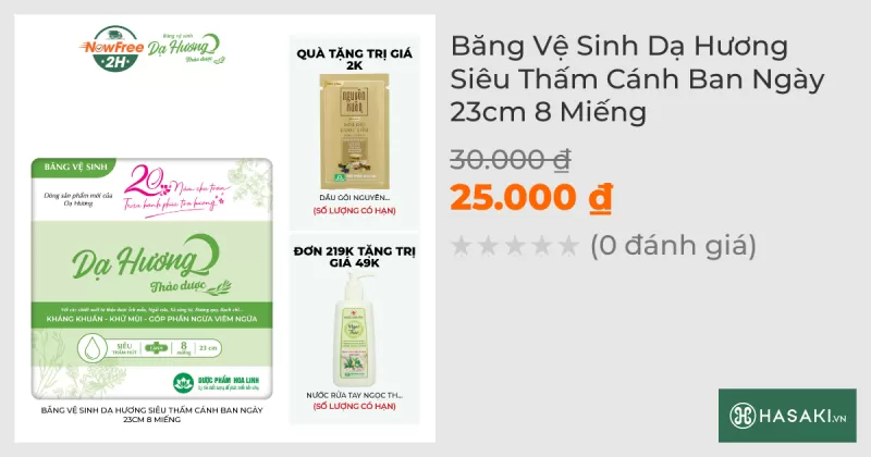 Băng Vệ Sinh Dạ Hương Siêu Thấm Cánh Ban Ngày 23cm 8 Miếng