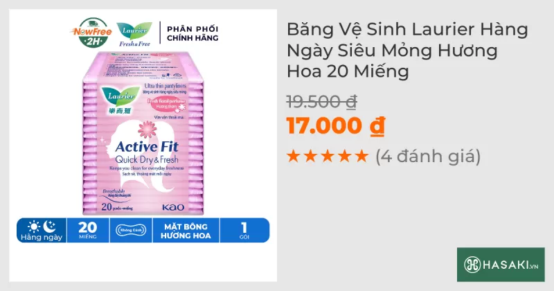 Băng Vệ Sinh Laurier Hàng Ngày Siêu Mỏng Hương Hoa 20 Miếng