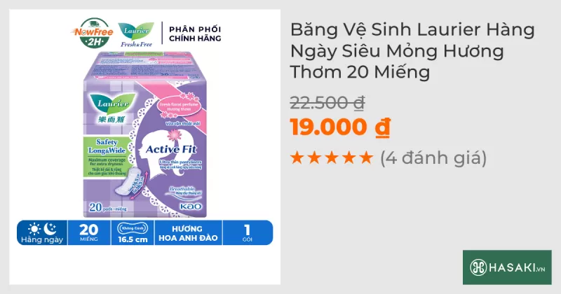 Băng Vệ Sinh Laurier Hàng Ngày Siêu Mỏng Hương Thơm 20 Miếng