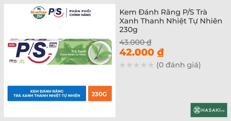 Kem Đánh Răng P/S Trắng Răng Trà Xanh 230g