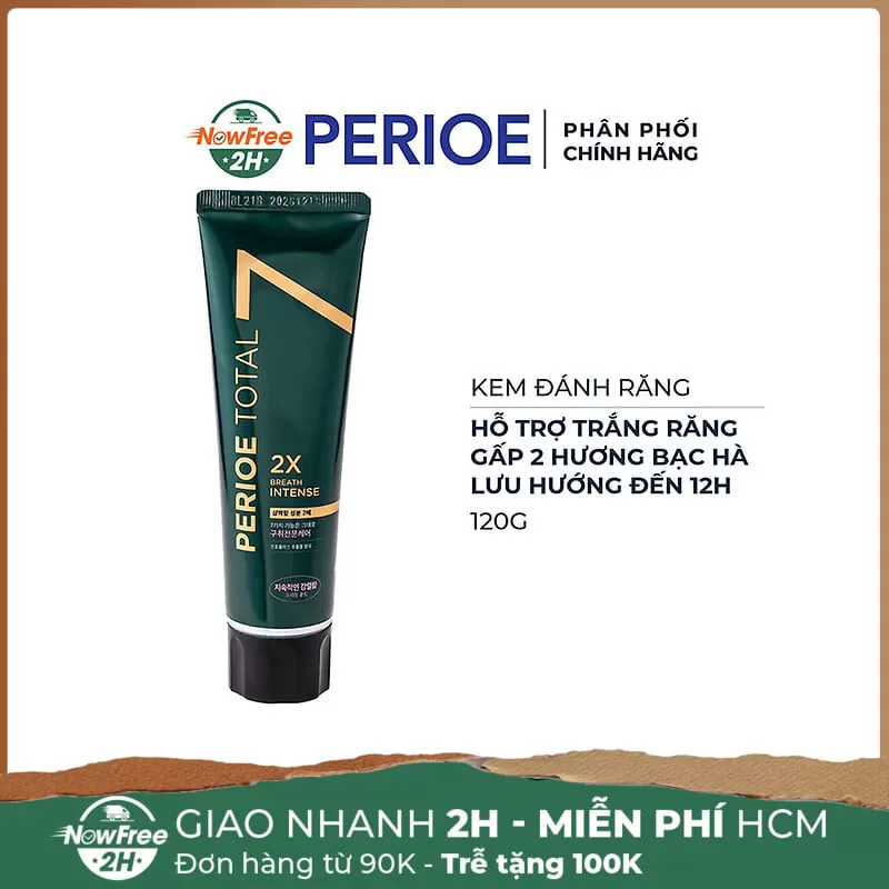 Kem Đánh Răng Perioe Total7 Trắng Răng, Hơi Thở Thơm Mát 120g