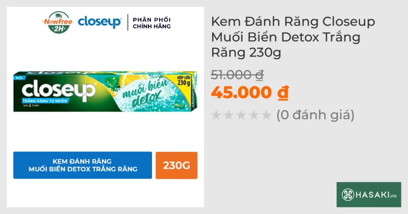 Kem Đánh Răng Closeup Muối Biển Detox Trắng Răng 230g