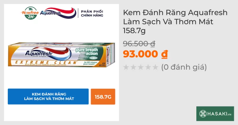 Kem Đánh Răng Aquafresh Làm Sạch Và Thơm Mát 158.7g