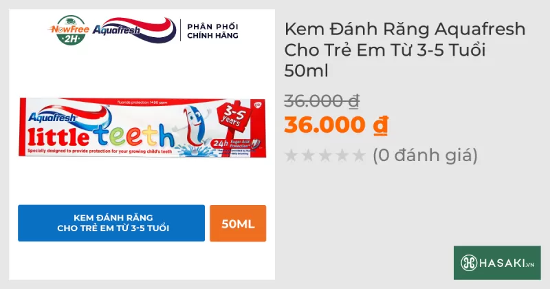 Kem Đánh Răng Aquafresh Cho Trẻ Em Từ 3-5 Tuổi 50ml