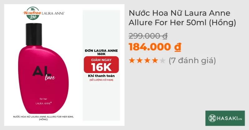 Nước Hoa Nữ Laura Anne Allure For Her 50ml (Hồng)