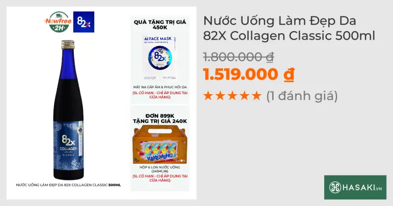 Nước Uống 82X Collagen Classic Làm Đẹp Da 500ml