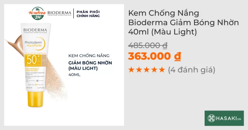 Kem Chống Nắng Bioderma Giảm Bóng Nhờn 40ml (Màu Light)