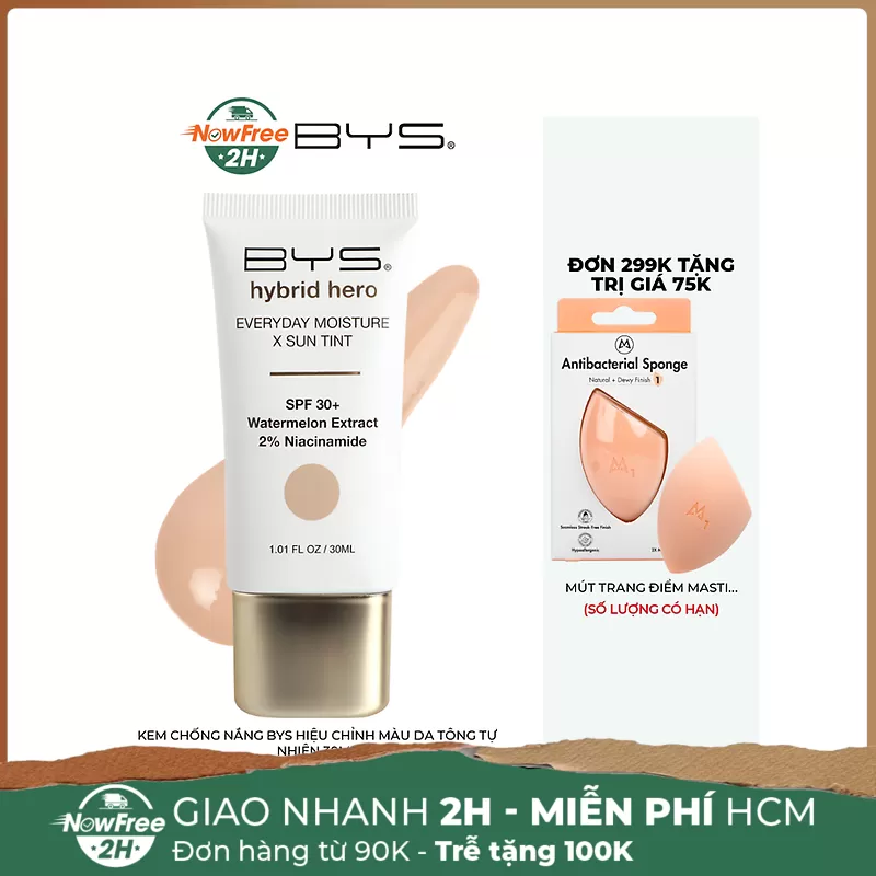 Kem Chống Nắng BYS Hiệu Chỉnh Màu Da Tông Tự Nhiên 30ml