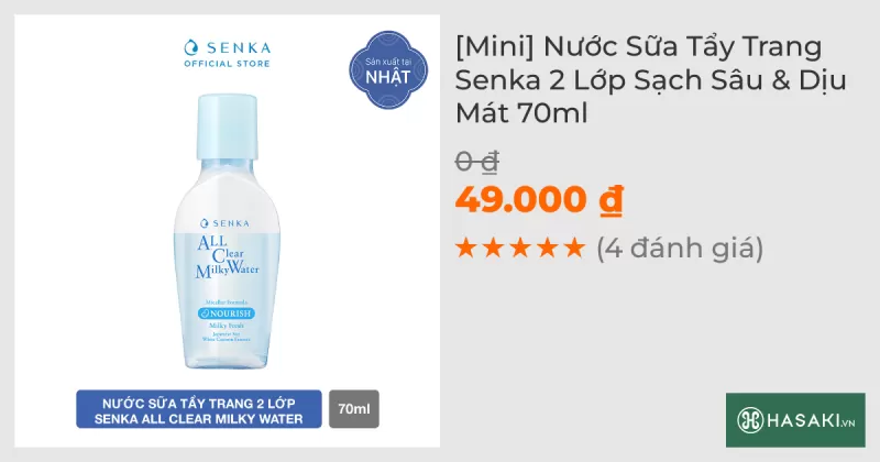 [Mini] Nước Sữa Tẩy Trang Senka 2 Lớp Sạch Sâu & Dịu Mát 70ml