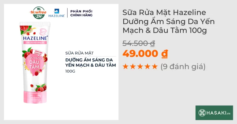 Sữa Rửa Mặt Hazeline Dưỡng Ẩm Sáng Da Yến Mạch & Dâu Tằm 100g