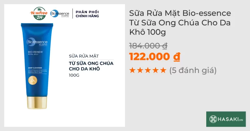 Sữa Rửa Mặt Bio-essence Từ Sữa Ong Chúa Cho Da Khô 100g